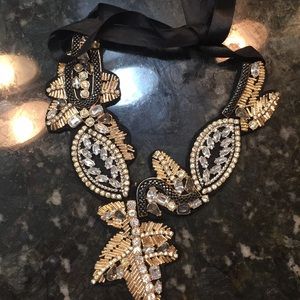 Gold & rhinestone bib necklace
